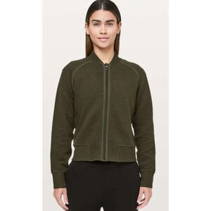 Lululemon On Repeat Olive Green Bomber Jacket Size 4